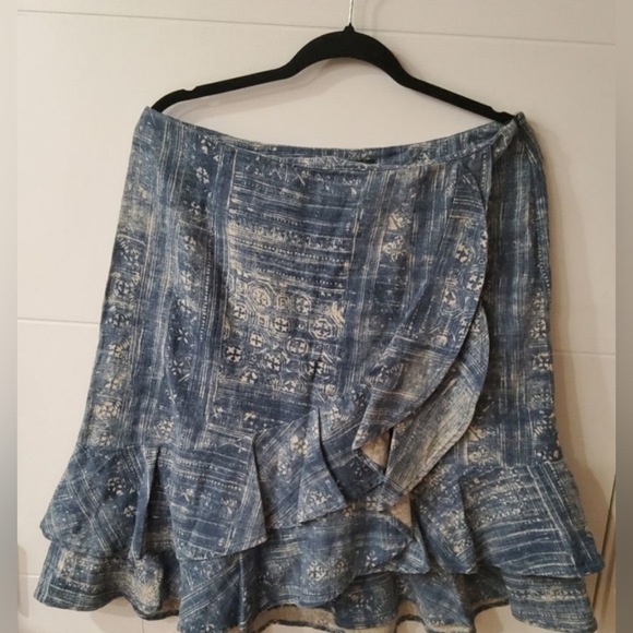 Blue Denim Patterned Ruffle Tiered Preppy LAUREN RALPH LAUREN Skirt (#1,433) - Picture 1 of 6